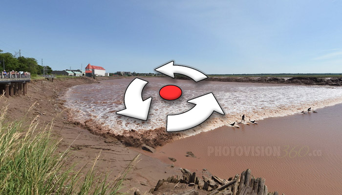 Click to view this 360 image in the Mobile Gallery Static image of tidal bore + 5 surfers